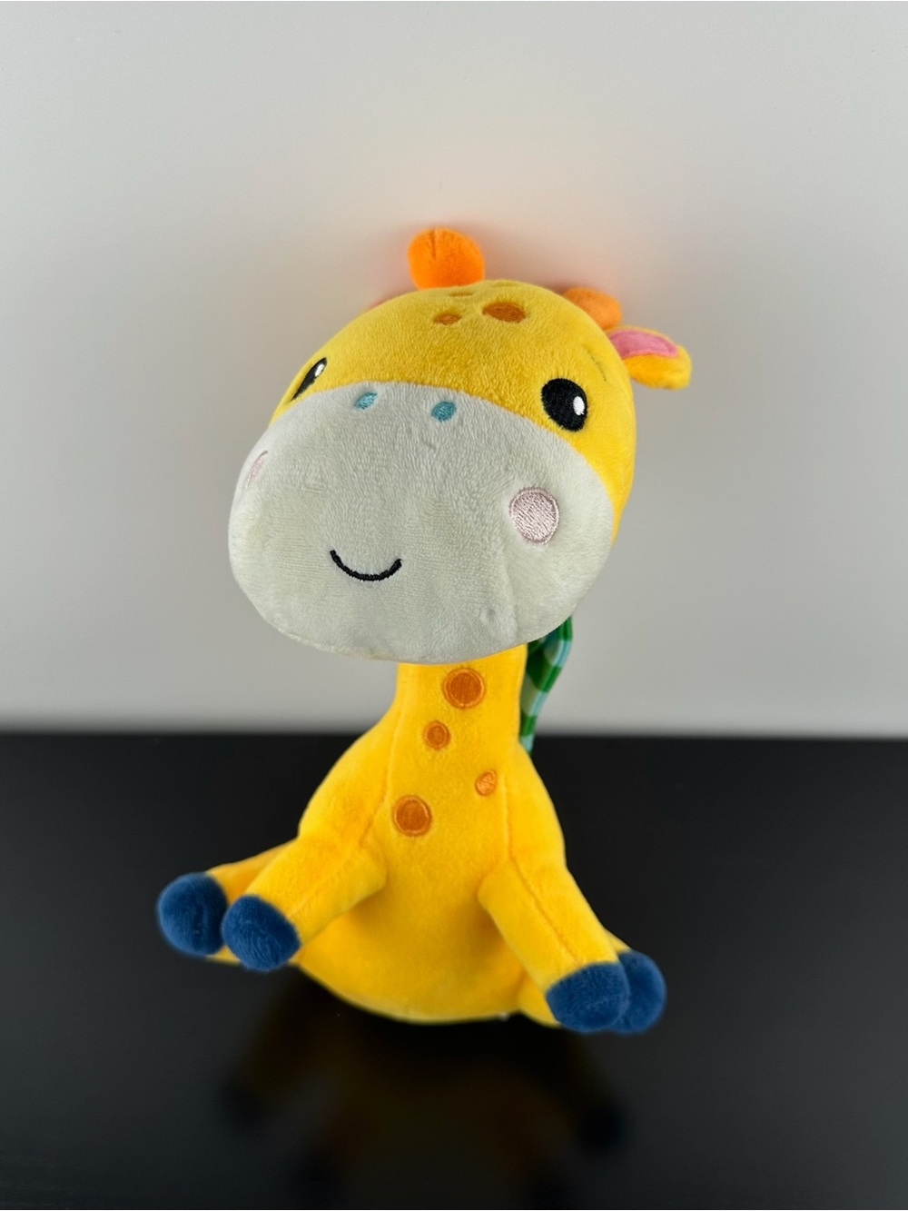 Fisher Price Mattel RARE Adorable Giraffe 9” Yellow Orange Plush with Scarf